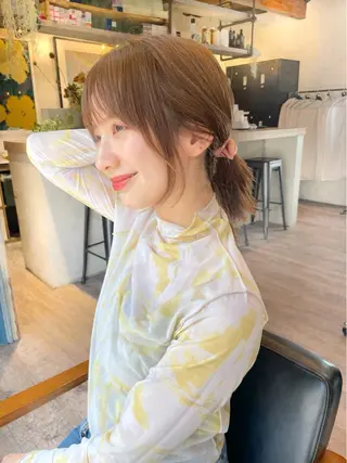 セミロング ボブ顔周り 韓国遠藤小雪のヘアスタイル