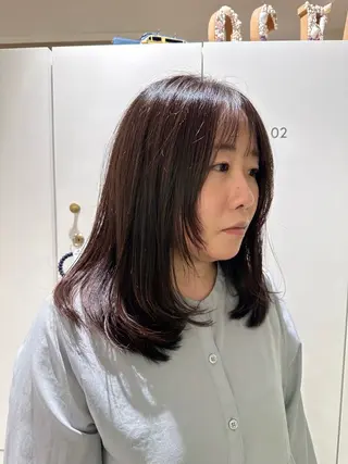 ミディアム 切りっぱなし/髪質 改善矯正/さやか🫧のヘアスタイル