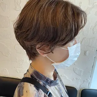 ショート パーマ ヘアアレンジ satsuki 暖色・ブラウンカラーのヘアスタイル