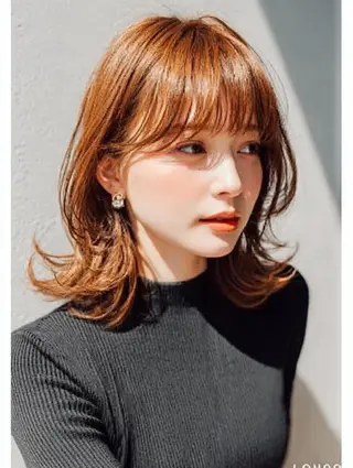 ミディアム 絶対可愛い暖色カラー 🌷うる艶🌷結奈✨のヘアスタイル