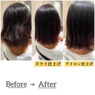 ミディアム パーマ 艶くすみカラー /縮毛/川添桃花のヘアスタイル