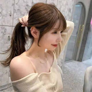 セミロング カラー 新宿/韓国風レイヤー 髪質改善/渋谷直樹のヘアスタイル