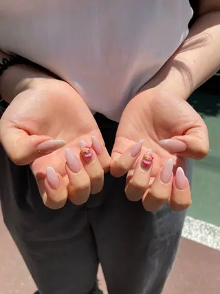 ネイル はばすみれ🎀ﾈｲﾙ 光ﾌｪｲｼｬﾙ ﾍｱのネイルデザイン