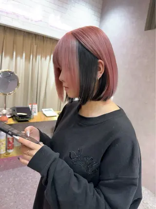 ミディアム カラー ヘアアレンジ 天神/ブリーチ/ ブリーチなしカラーのヘアスタイル