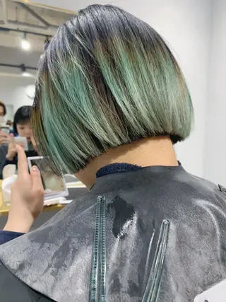 ショート カラー ボブパーマコテ巻き風 パーマNo1深江秀平のヘアスタイル