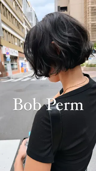 ミディアム パーマ 暖色カラー/パラッと Bob/モエのヘアスタイル
