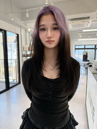 ロング カラー TATSUブリーチ/ ミルクティーベージュのヘアスタイル