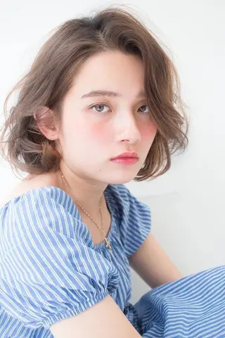 ショート ミディアム カラー パーマ 内藤 達也のヘアスタイル