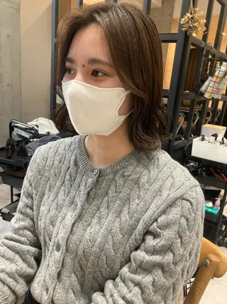 ミディアム ✨色持ちの良い艶 カラー✨蟹江真世のヘアスタイル