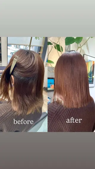 ミディアム カノン/透明感カラー /酸性ストレートのヘアスタイル