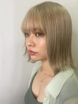 ミディアム パーマ 髪質改善/縮毛矯正 /レイヤー岡部のヘアスタイル