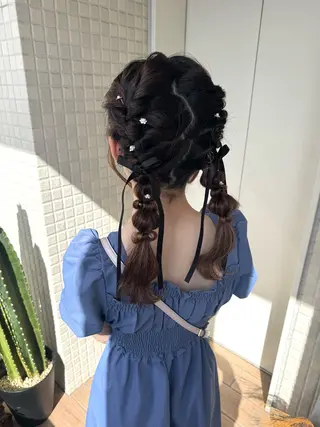 セミロング ヘアアレンジ 縮毛矯正/エクステ /艶カラー/ヘアメのヘアスタイル