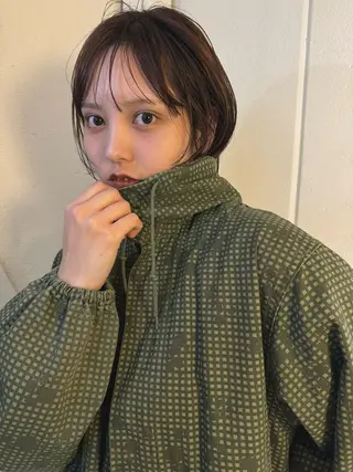 ショート カラー 森貴裕/ベージュ/ パーマ/オリーブのヘアスタイル