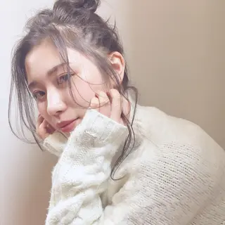 ロング カラー ヘアアレンジ 薬院:今泉/上川美幸 ボブ/顔周りレイヤーのヘアスタイル