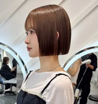 ショート カラー 莉乃/縮毛矯正/髪質 改善/艶カラーのヘアスタイル