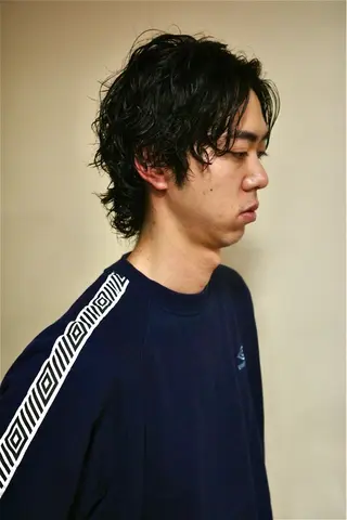 ミディアム パーマ メンズ 浅岡 昭汰のヘアスタイル