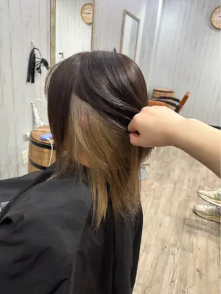 セミロング カラー リト /渋谷/ハイトーンのヘアスタイル