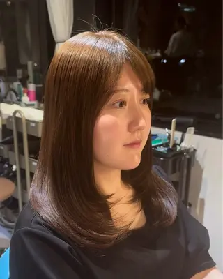 セミロング カラー 髪質改善/艶髪/矯正 ヘアアレンジ/西梅田のヘアスタイル