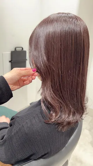 ミディアム カラー スキバサミを使わない カット🌼唯🌼のヘアスタイル
