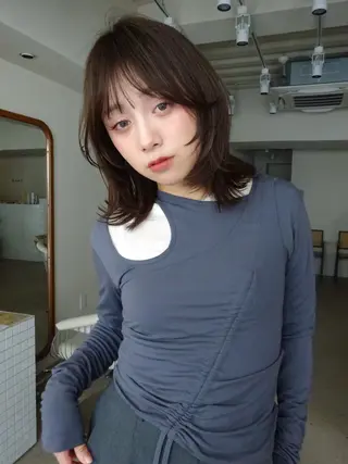 ミディアム カラー ボブ/似合わせ レイヤーcocomoのヘアスタイル