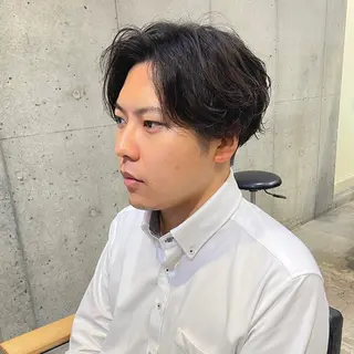 ミディアム パーマ メンズ 西大島美容師 渡部仁太のヘアスタイル
