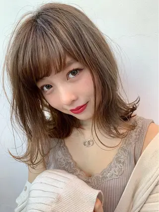 ミディアム カラー パーマ ヘアアレンジ 🎀愛されモテヘア♡ 梅澤夏基🎀のヘアスタイル