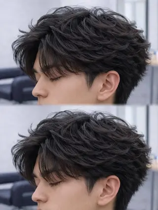 ショート パーマ ヘアアレンジ メンズ 🔥ニュアンス フェザー小林海斗🔥のヘアスタイル