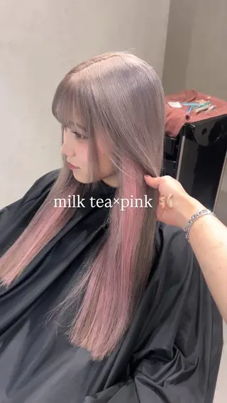 ロング カラー i.+OSAKA所属・【大阪】縮毛矯正×ハ イトーン✨のヘアスタイル