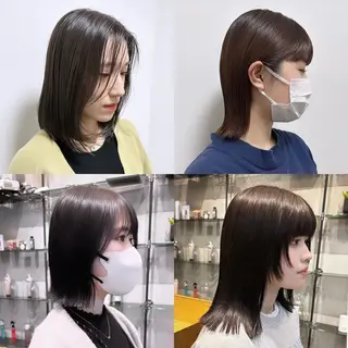 ミディアム 縮毛矯正・似合わせ タナカ レイヤのヘアスタイル