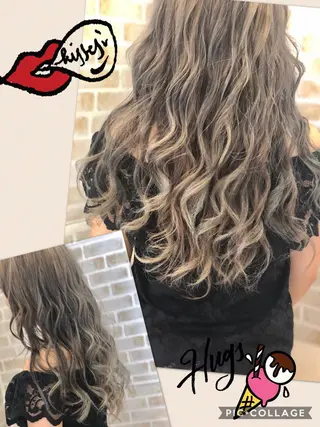 ロング カラー 永島 桜のヘアスタイル