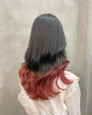 ロング カラー ヘアアレンジ 【ピンク/韓国ヘア/ ヘアセット】亜海のヘアスタイル