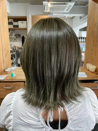 ミディアム カラー パーマ ヘアアレンジ 暖色ボブ 🍊rikakoのヘアスタイル
