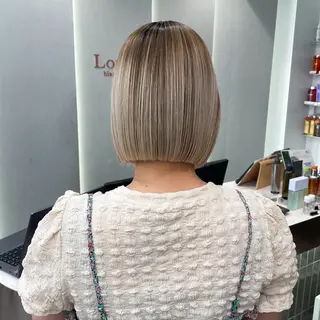 ミディアム 縮毛矯正/ストンボブ Wカラー💎ヒデジのヘアスタイル