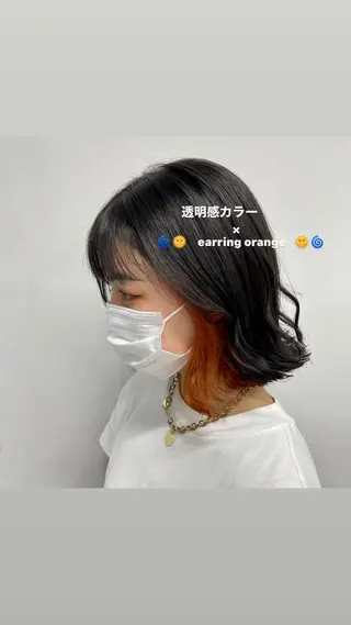 ショート カラー パーマ ヘアアレンジ メンズ キッズ ネイル マツエク・マツパ 透明感カラー・レイヤ ー🎀amika🎀のヘアスタイル