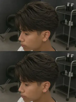 ミディアム パーマ ヘアアレンジ メンズ 🔥ニュアンス フェザー小林海斗🔥のヘアスタイル