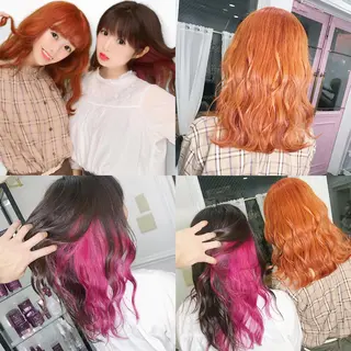 セミロング カラー ヘアアレンジ TAKUMAブリーチ /切りっぱなし🪽のヘアスタイル