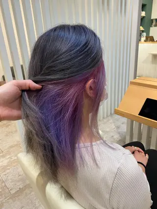 セミロング カラー 酸性ストレート/ブリ ーチなしWカラー河本のヘアスタイル
