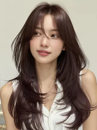 カラー ロング 🎀韓国レイヤー YURINA🎀のヘアスタイル