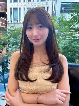 セミロング ワンカールレイヤー 顔周り☺︎shunのヘアスタイル