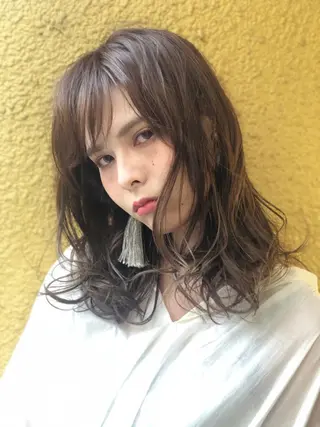 ミディアム カラー パーマ ヘアアレンジ 【白髪ぼかし 専門GBG】自由が丘のヘアスタイル