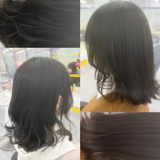 セミロング カラー パーマ ヘアアレンジ ネイル マツエク・マツパ 韓国風ベージュ🤎 赤みなし🌿横浜🤎のヘアスタイル