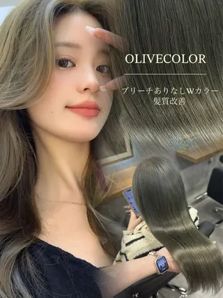 ロング カラー 透明感グレージュ/ YUNAのヘアスタイル