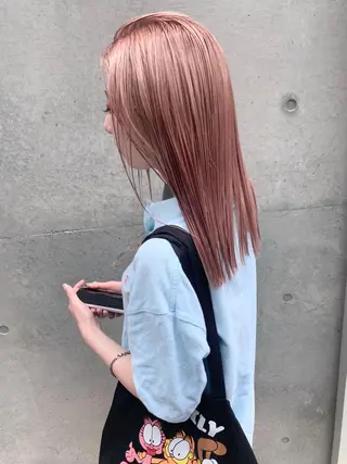 セミロング カラー ヘアアレンジ 艶ハイトーン/ヘア アレンジAYAKAのヘアスタイル