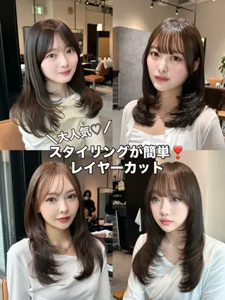 ロング カラー 韓国レイヤーカット 透明感カラー冨田那樹のヘアスタイル