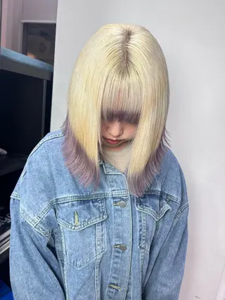 ミディアム カラー 💜ハイトーン💛 マジカルかいちゃんのヘアスタイル