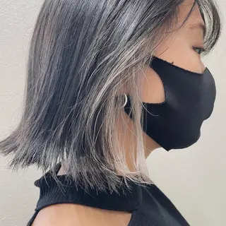 ミディアム カラー パーマ ヘアアレンジ メンズ キッズ ネイル マツエク・マツパ アイブロウ 切りっぱなしヘアボブ ミディアムヘアRYOのヘアスタイル
