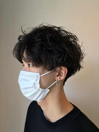 ショート パーマ メンズ ニュアンスパーマ/ レイヤー/茶屋町のヘアスタイル