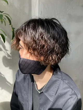 ショート カラー パーマ メンズ 波巻きスパイラルパー マ/シャドウパーマ駿のヘアスタイル