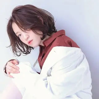 ミディアム パーマ カラー 武川 楓のヘアスタイル