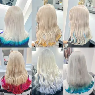 ロング カラー 大阪ケアブリーチ/ ミルクティーベージュのヘアスタイル